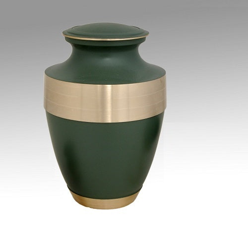 Green Band Brass Cremation Urn - ExquisiteUrns