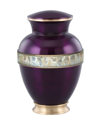 Divine Purple Adult sized Urn with Mother of Pearl Band - Purple - ExquisiteUrns