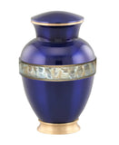 Divine Sapphire Blue Adult sized Urn with Mother of Pearl Band - Blue - ExquisiteUrns