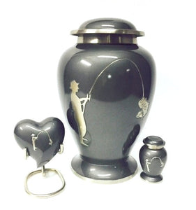 Scratch & Dent Slate Silver with Fisherman KEEPSAKE ONLY - ExquisiteUrns