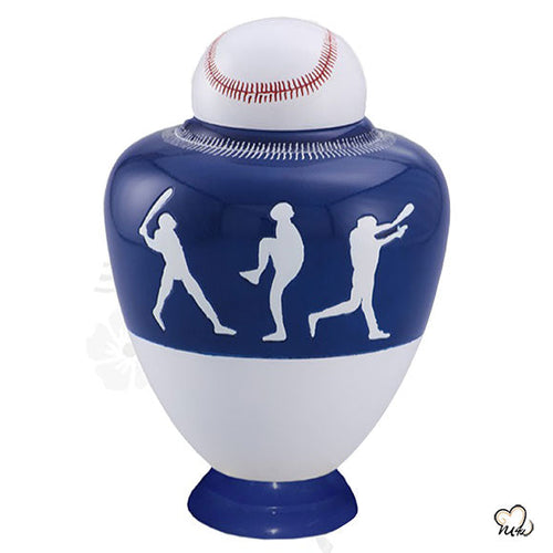 Dark Blue Baseball Sports Cremation Urn - ExquisiteUrns