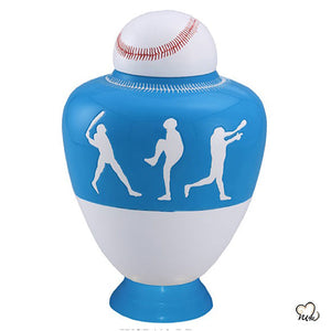 Light Blue Baseball Sports Cremation Urn - ExquisiteUrns
