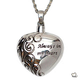 "Always in My Heart" Cremation Pendant - Silver - ExquisiteUrns