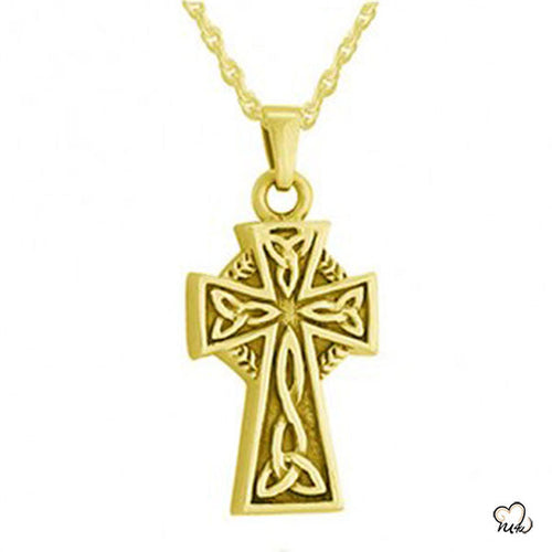Curvy Cross Cremation Jewelry - Gold Plated - ExquisiteUrns