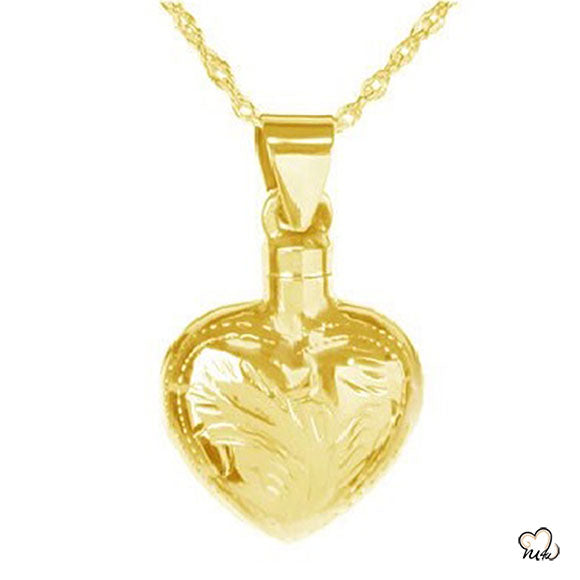 Elegant Heart Cremation Jewelry - Gold Plated - ExquisiteUrns