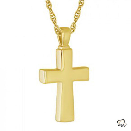 Classic Cross Cremation Jewelry - Gold Plated -Cremation Pendant - Urn Necklace - Lockets For Ashes - ExquisiteUrns