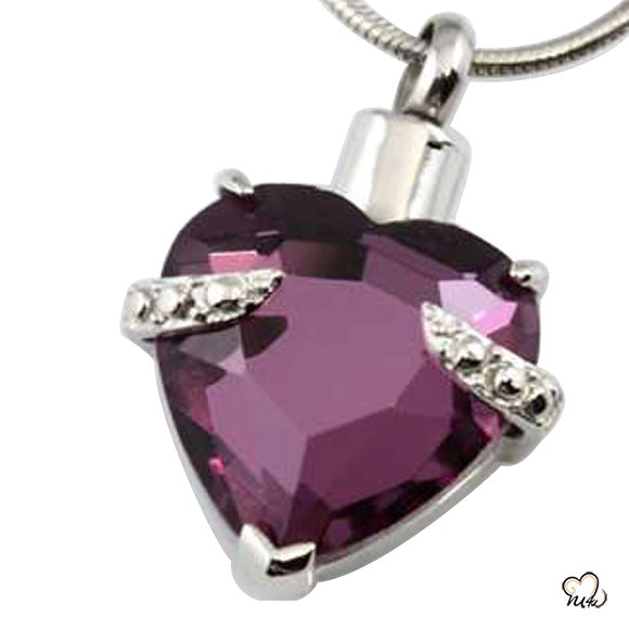 Hold My Heart Amethyst Cremation Jewelry Pendant, urn necklace, locket for ashes in Purple