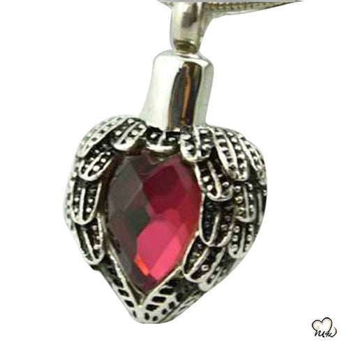 Red Heart Silver Keepsake Cremation Pendant Jewelry for Ashes - ExquisiteUrns