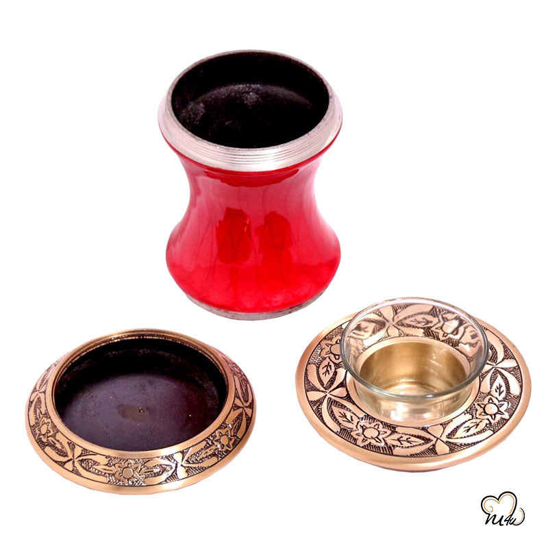 Baroque Red Tealight Cremation Urn, Tealight Urn - ExquisiteUrns