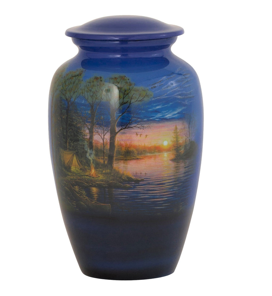Camping on the Riverbank Adult Cremation Urn - ExquisiteUrns