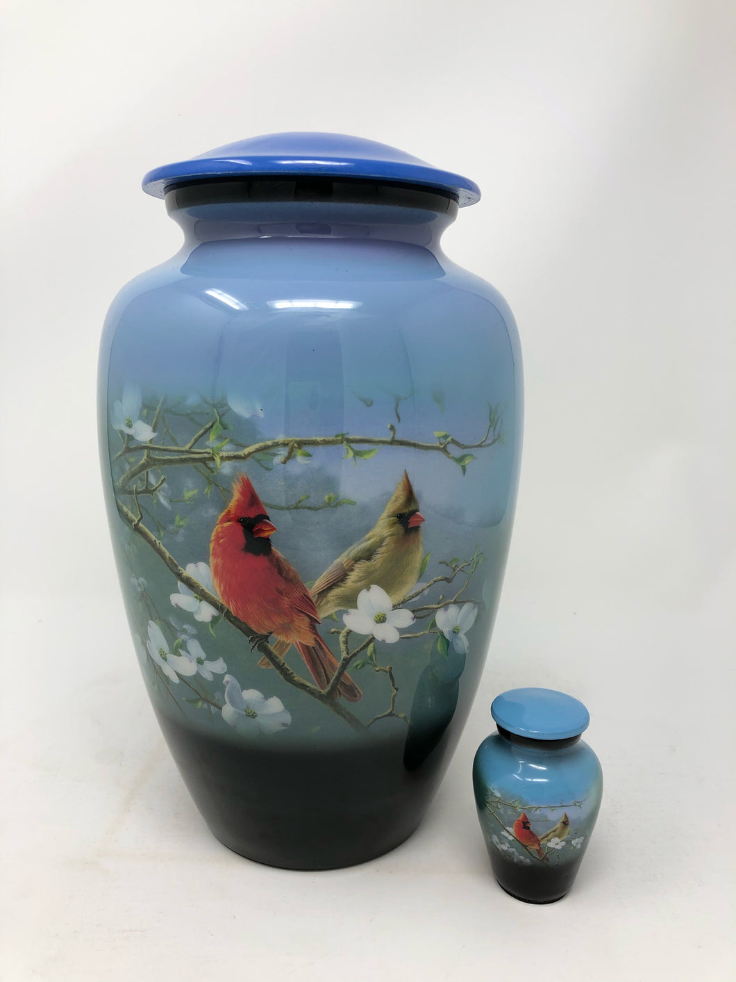 Blue Cardinal Couple Adult Cremation Urn - ExquisiteUrns