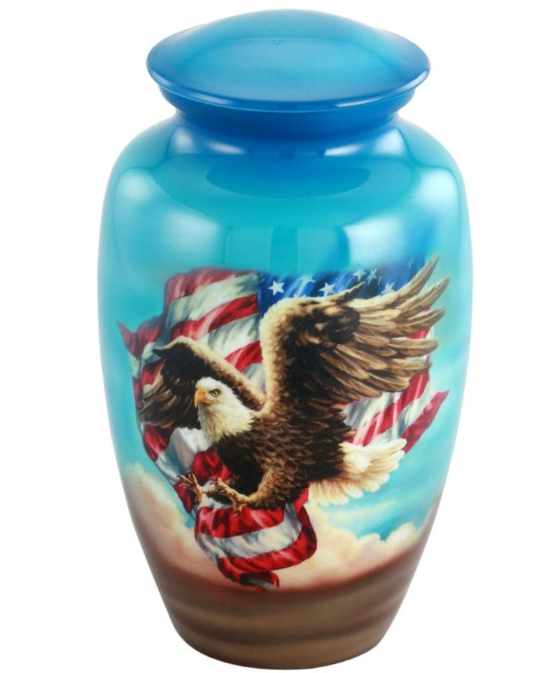 Bald Eagle & American Flag Adult Cremation Urn - ExquisiteUrns