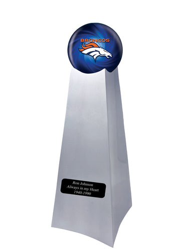 Championship Trophy Cremation Urn with Optional Football and Denver Broncos Ball Decor and Custom Metal Plaque - ExquisiteUrns