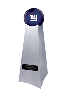 Championship Trophy Cremation Urn with Optional Football and New York Giants Ball Decor and Custom Metal Plaque - ExquisiteUrns