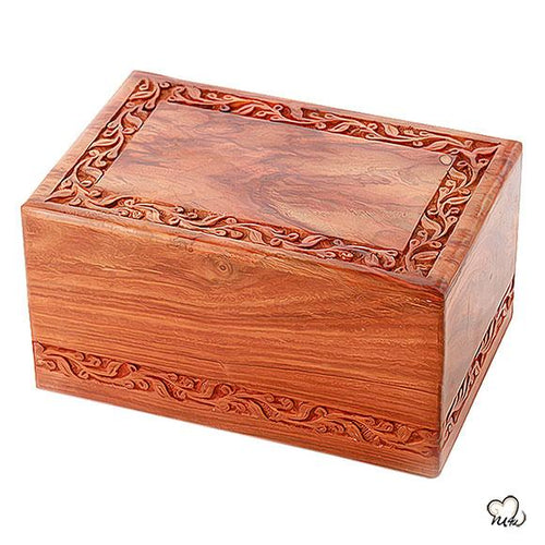 Solid Rosewood Handcarved Wood Urn - Small