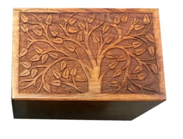 Scratch & Dent Rosewood Tower Tree of Life Wooden Urn - ExquisiteUrns
