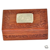 Pet Urn - Pet Cremation Box - Paw Applique Rosewood Custom Pet Urn in Small - ExquisiteUrns