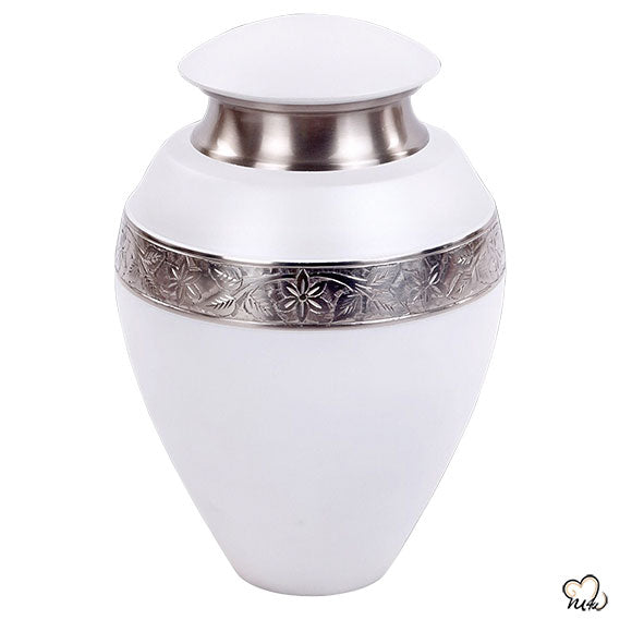 Ikon Serene White Cremation Urn, cremation urns - ExquisiteUrns