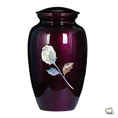 Imperial Rose Mother of Pearl Cremation Urn, Hand Painted Cremation Urn - Exquisite Urns
