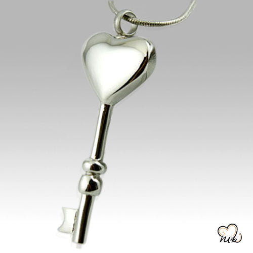 Key To My Heart Stainless Steel Cremation Keepsake Pendant, Cremation Pendant - ExquisiteUrns