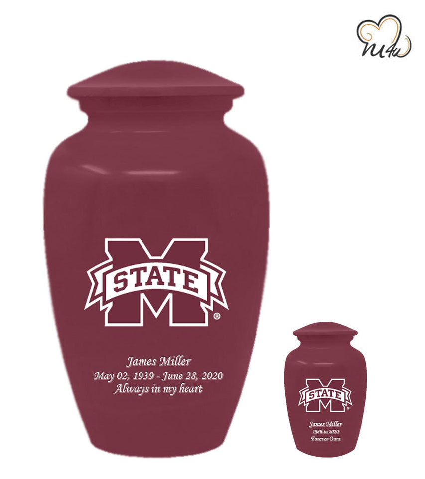 Mississippi Bulldogs College Cremation Urn - Maroon - ExquisiteUrns