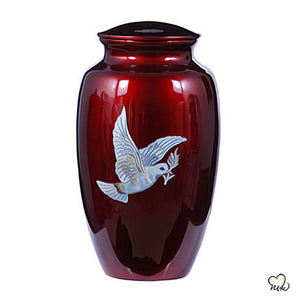Mother of Pearl Dove Cremation Urn, Hand Painted Cremation Urn - ExquisiteUrns