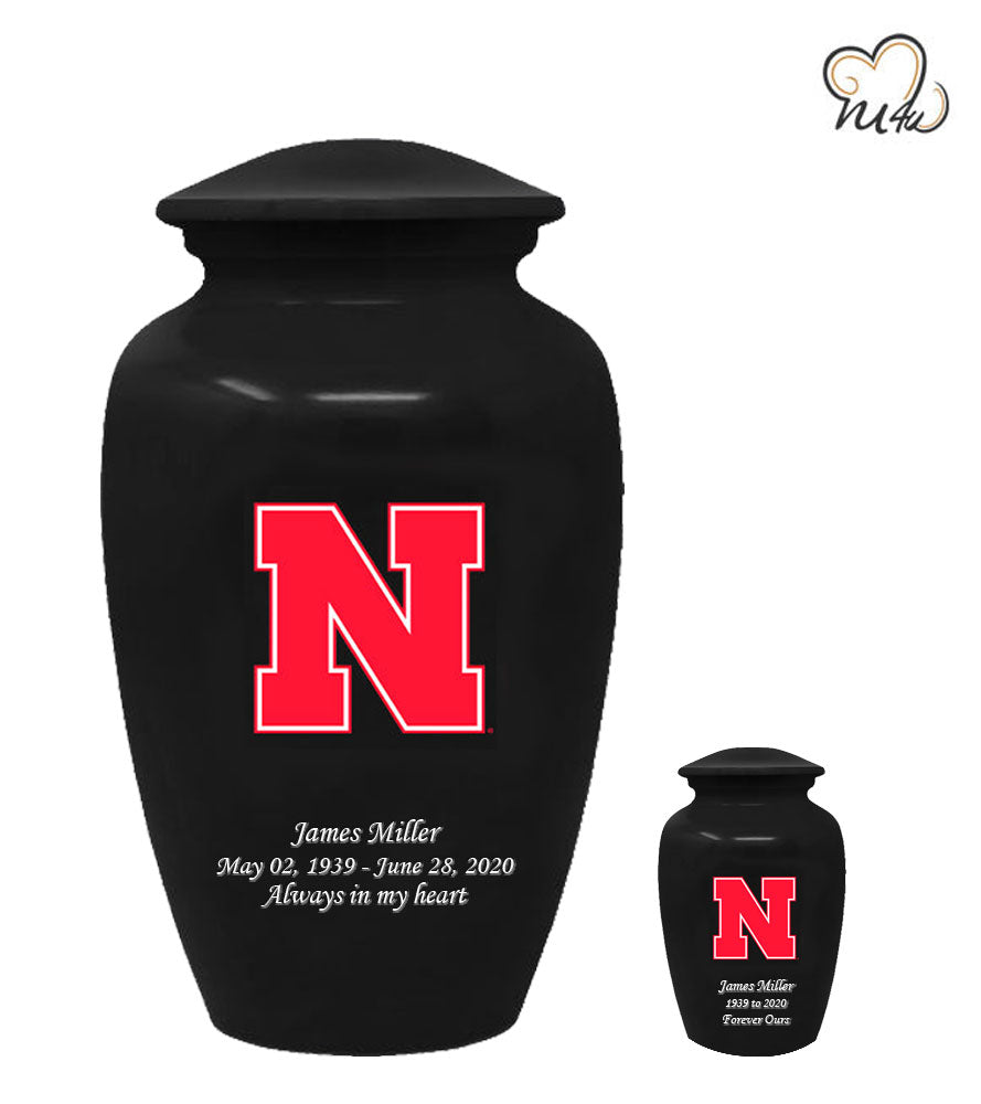 Nebraska University Cornhuskers College Cremation Urn - Black - ExquisiteUrns