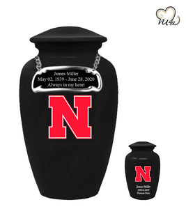 Nebraska University Cornhuskers College Cremation Urn - Black - ExquisiteUrns
