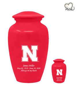 Nebraska University Cornhuskers College Cremation Urn - Red - ExquisiteUrns