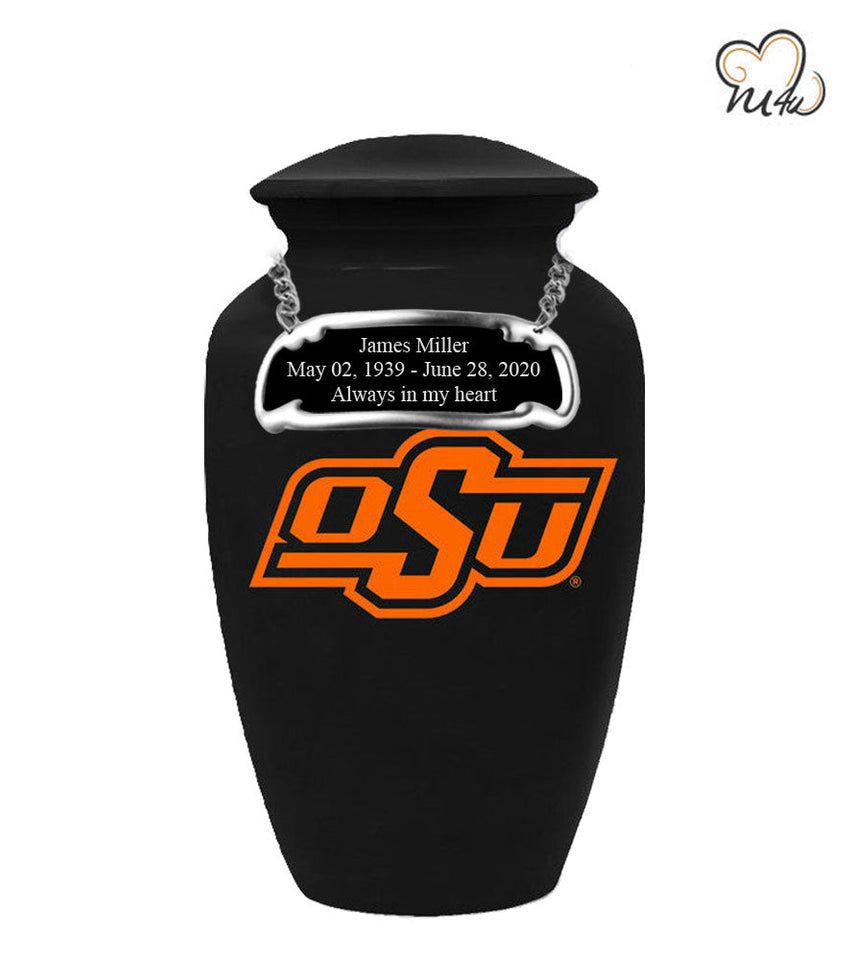 Oklahoma State University Cowboys College Cremation Urn - Black - ExquisiteUrns