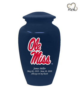Ole Miss Rebels College Cremation Urn - Blue - ExquisiteUrns