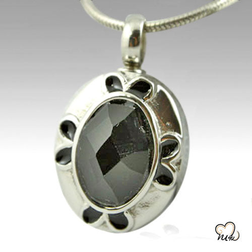Oval Gem Stainless Steel Cremation Keepsake Pendant, Cremation Pendant - ExquisiteUrns