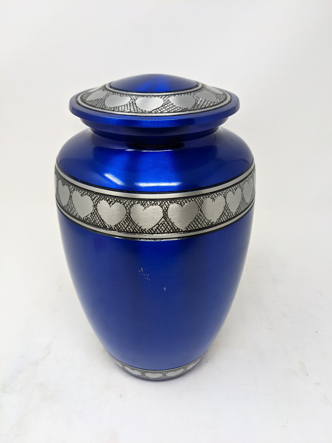 Scratch & Dent Royal Blue Engraved Heart Adult Cremation Urn