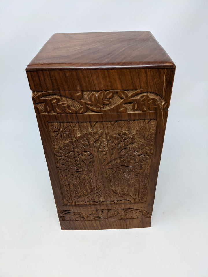 Scratch & Dent Rosewood Tower Engrave Tree of Life Urn - ExquisiteUrns