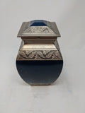 Scratch & Dent Square Blue and Silver Adult Cremation Urn - ExquisiteUrns