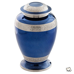 Palatinate Blue Urn for Ashes - Large-Sized Palatinate Blue and Silver Unique Urn for Human Ashes - ExquisiteUrns