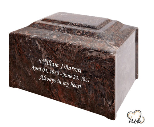 Ruby Pillared Cultured Marble Adult Cremation Urn - ExquisiteUrns