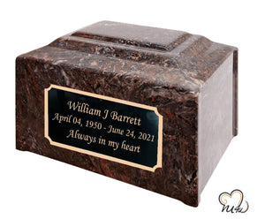 Ruby Pillared Cultured Marble Adult Cremation Urn - ExquisiteUrns