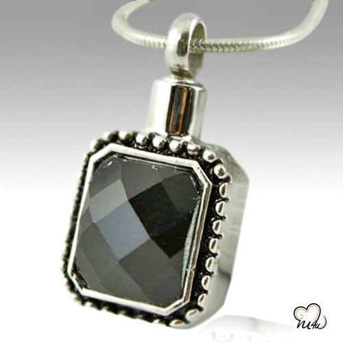 Square Gem Stainless Steel Cremation Keepsake Pendant, Cremation Pendant - ExquisiteUrns