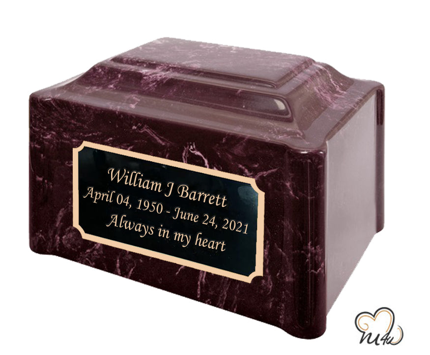 Summer Rose Pillared Cultured Marble Adult Cremation Urn - ExquisiteUrns