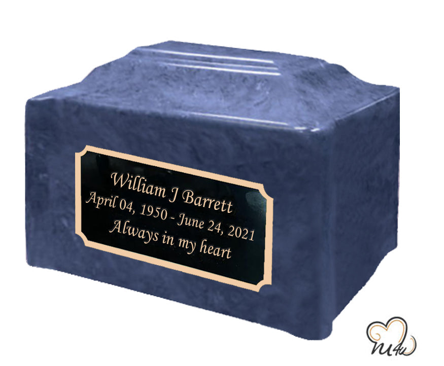 Twilight Blue Pillared Cultured Marble Adult Cremation Urn - ExquisiteUrns