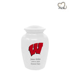 University of Wisconsin Badgers College Cremation Urn- White - ExquisiteUrns