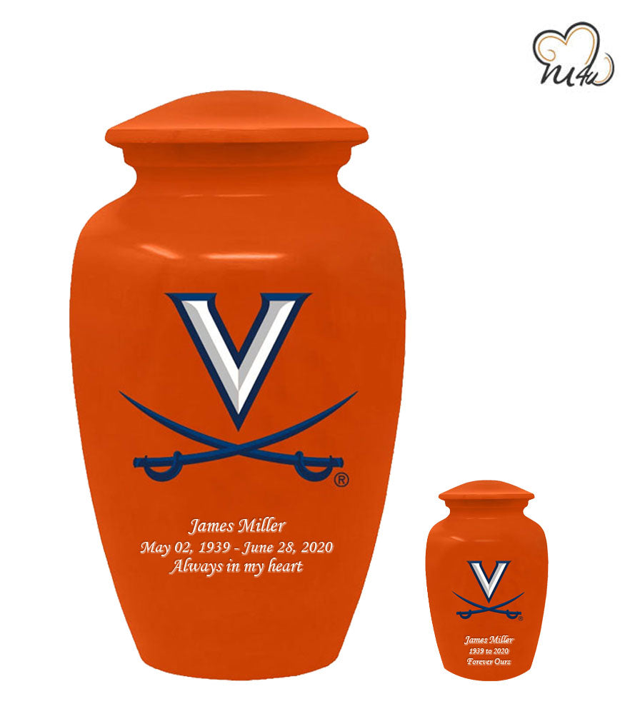 University of Virginia Cavaliers College Cremation Urn - Orange - ExquisiteUrns