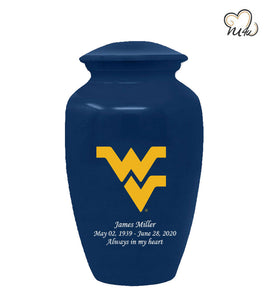 West Virginia University Mountaineers College Cremation Urn - Blue - ExquisiteUrns