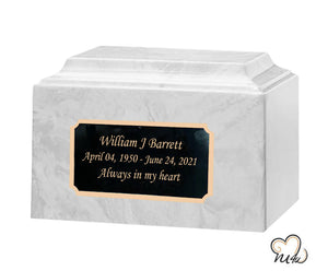 White Carrera Cultured Marble Urn - ExquisiteUrns