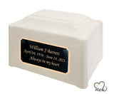White Pearl Pillared Cultured Marble Adult Cremation Urn - ExquisiteUrns
