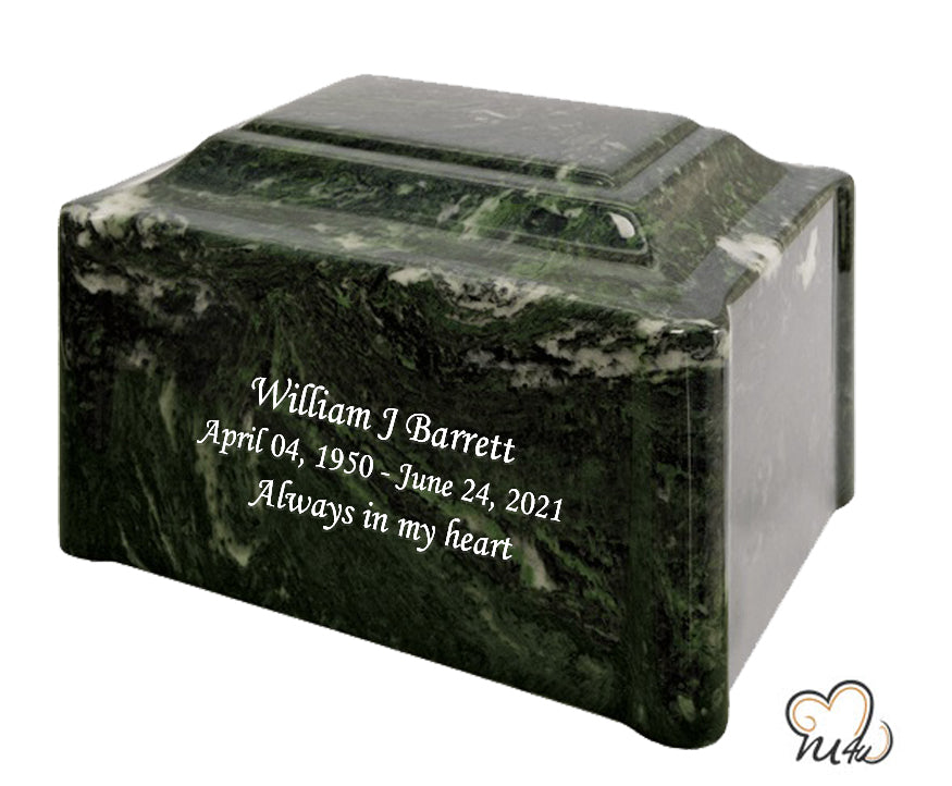 Winter Pines Pillared Cultured Marble Adult Cremation Urn - ExquisiteUrns