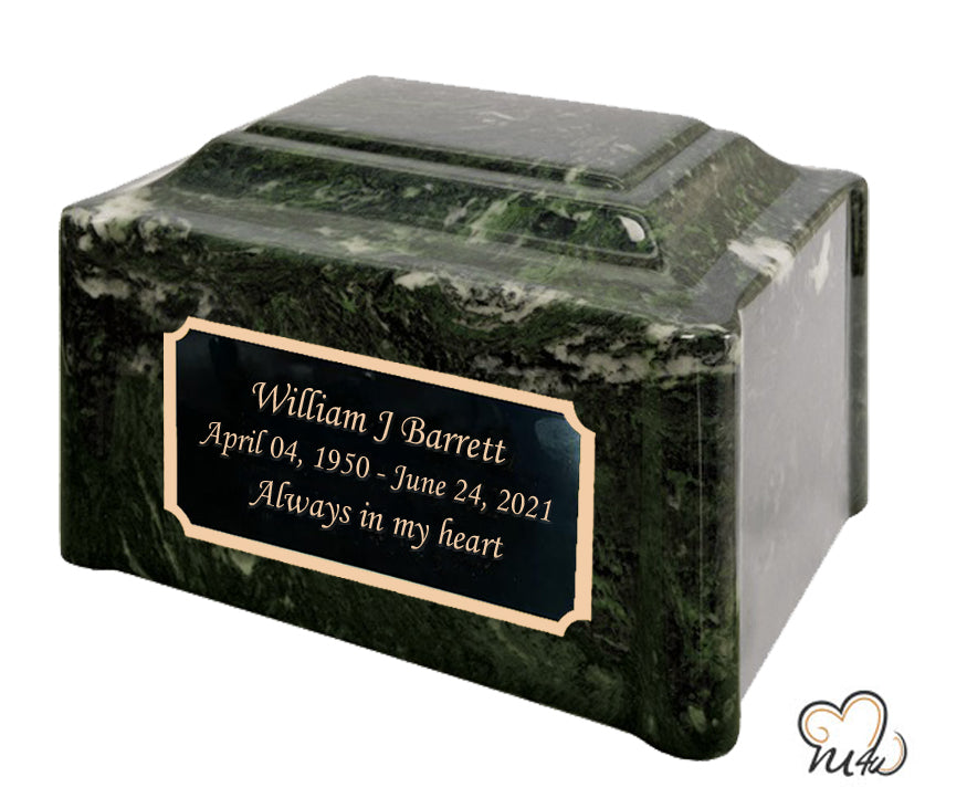 Winter Pines Pillared Cultured Marble Adult Cremation Urn - ExquisiteUrns