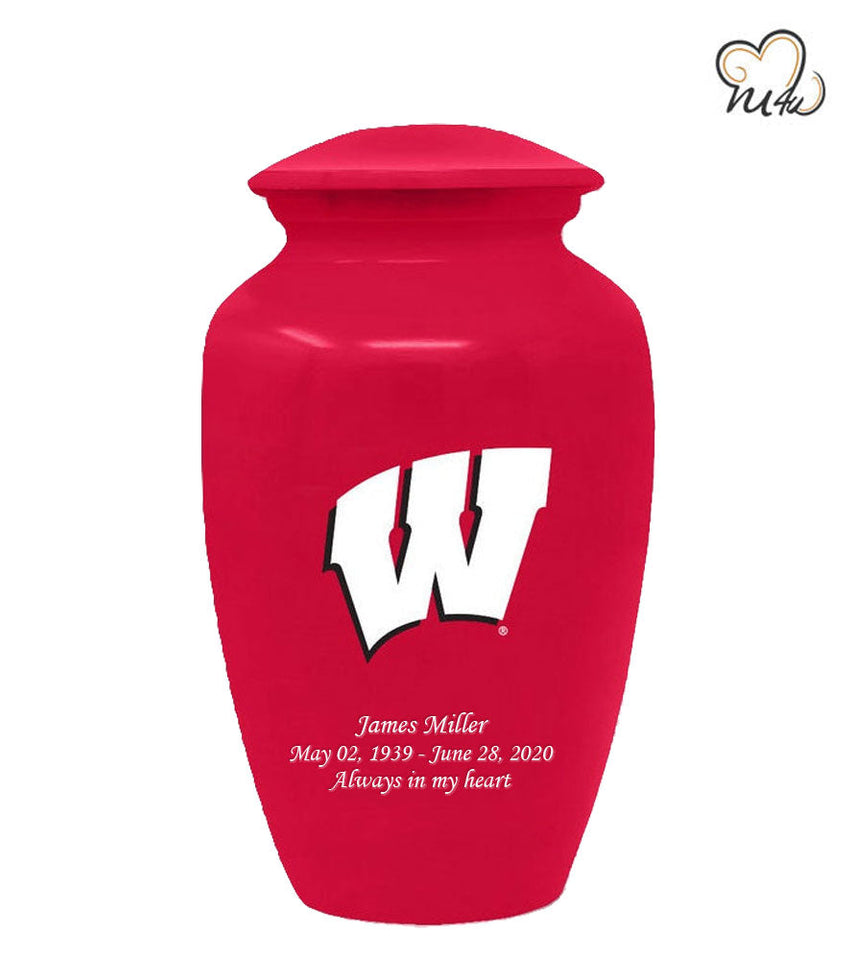 University of Wisconsin Badgers College Cremation Urn- Red - ExquisiteUrns