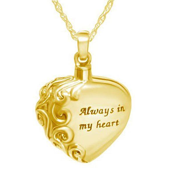 Always in My Heart Keepsake Pendant in Gold - Exquisite Urns